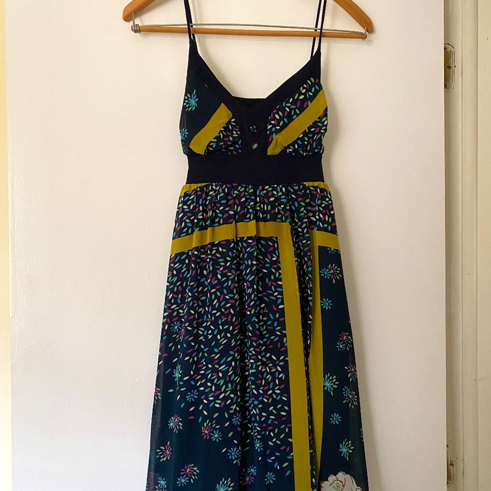Forever 21 Dress Blue Green Patchwork Floral